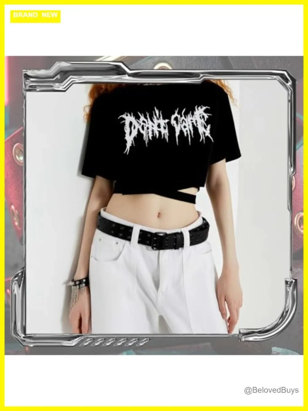Punk Studded PU Leather Double Grommet Belt for Women Men Wide 1.5 Inch